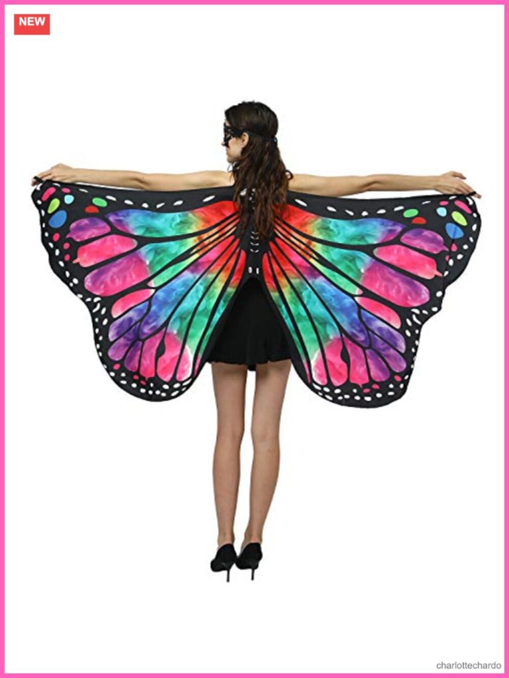 Wings Shawl Cape Chiffon Fairy Halloween Costume with Mask